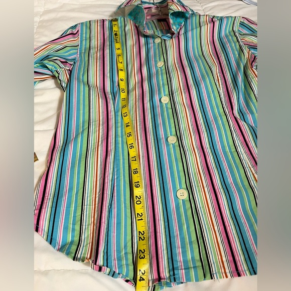 Shirtales Women’s Blouse Striped Ribbon Collar Flip Cuff Size M Long Sleeve - Picture 6 of 13